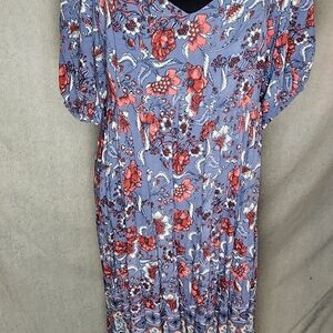 Knox Rose Blue and Red Floral Maxi Dress